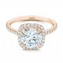 18k Rose Gold 18k Rose Gold Diamond Halo Engagement Ring - Flat View -  102820 - Thumbnail
