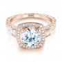 18k Rose Gold 18k Rose Gold Diamond Halo Engagement Ring - Flat View -  103602 - Thumbnail