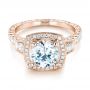 14k Rose Gold 14k Rose Gold Diamond Halo Engagement Ring - Flat View -  103602 - Thumbnail