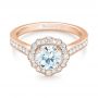 18k Rose Gold 18k Rose Gold Diamond Halo Engagement Ring - Flat View -  103904 - Thumbnail