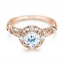 14k Rose Gold 14k Rose Gold Diamond Halo Engagement Ring - Flat View -  103906 - Thumbnail