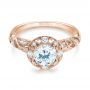 18k Rose Gold 18k Rose Gold Diamond Halo Engagement Ring - Flat View -  103906 - Thumbnail