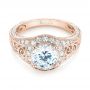 14k Rose Gold 14k Rose Gold Diamond Halo Engagement Ring - Flat View -  103910 - Thumbnail