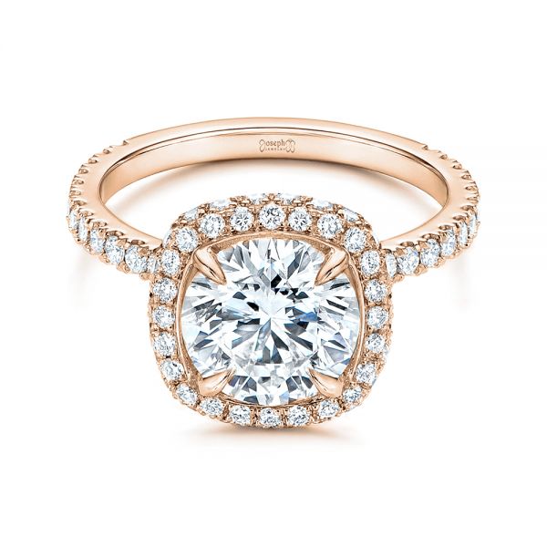 14k Rose Gold 14k Rose Gold Diamond Halo Engagement Ring - Flat View -  106521