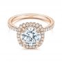 18k Rose Gold 18k Rose Gold Diamond Halo Engagement Ring - Flat View -  106521 - Thumbnail