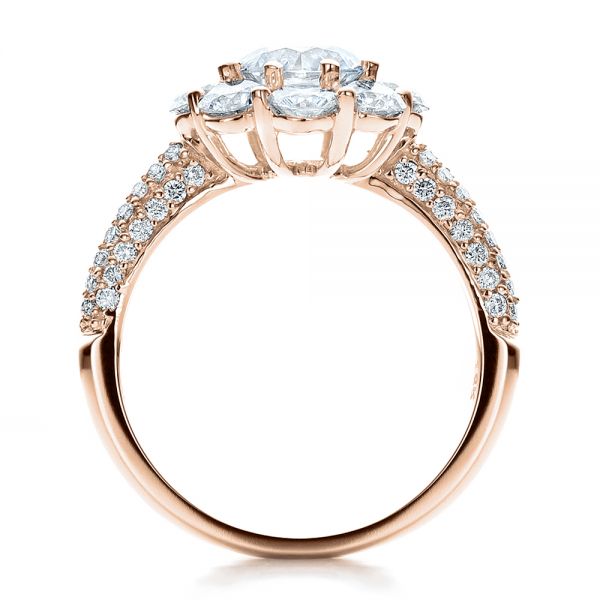 18k Rose Gold 18k Rose Gold Diamond Halo Engagement Ring - Front View -  100007