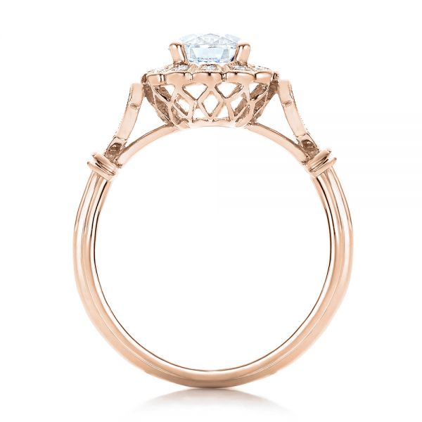 14k Rose Gold 14k Rose Gold Diamond Halo Engagement Ring - Front View - 101984