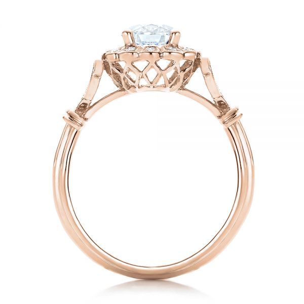 18k Rose Gold 18k Rose Gold Diamond Halo Engagement Ring - Front View -  101984