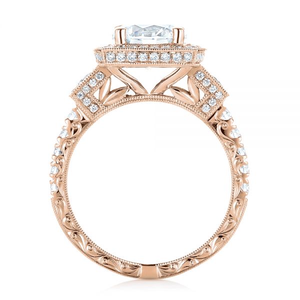 18k Rose Gold 18k Rose Gold Diamond Halo Engagement Ring - Front View -  103602