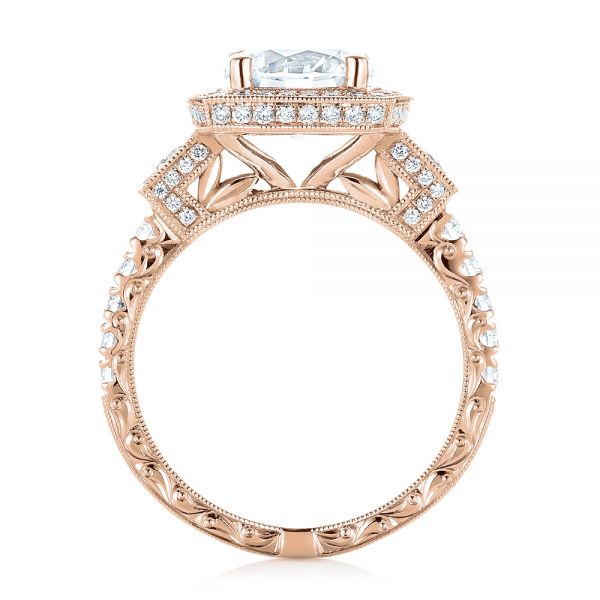 14k Rose Gold 14k Rose Gold Diamond Halo Engagement Ring - Front View -  103602