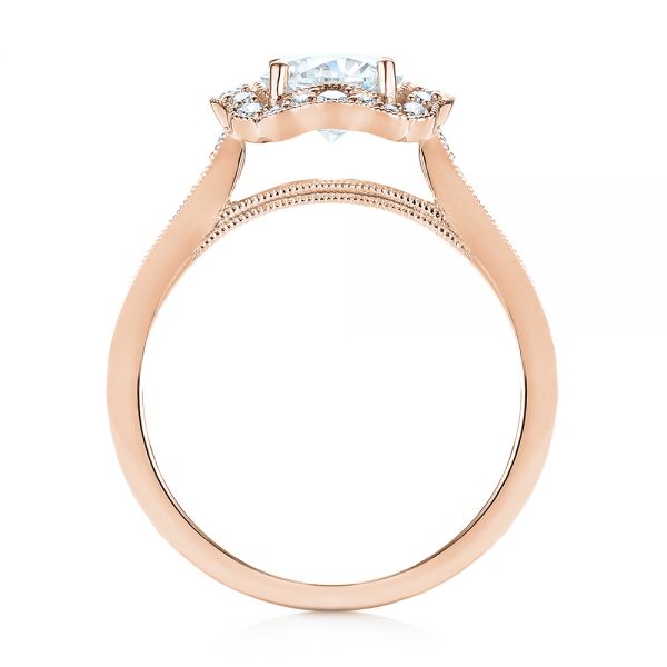 14k Rose Gold 14k Rose Gold Diamond Halo Engagement Ring - Front View -  103904