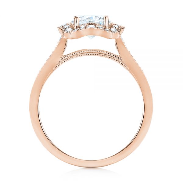 18k Rose Gold 18k Rose Gold Diamond Halo Engagement Ring - Front View - 103904