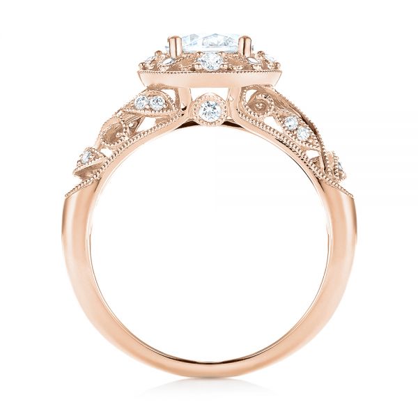 14k Rose Gold 14k Rose Gold Diamond Halo Engagement Ring - Front View -  103906