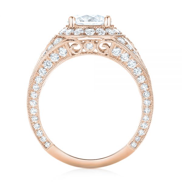 14k Rose Gold 14k Rose Gold Diamond Halo Engagement Ring - Front View -  103910