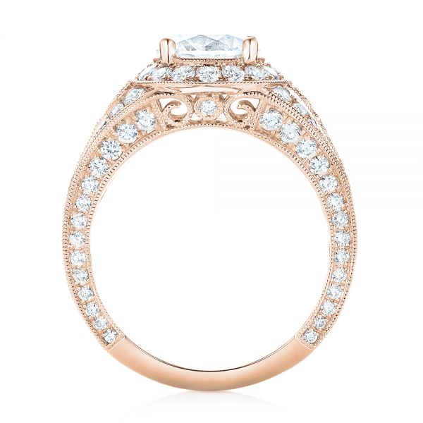 14k Rose Gold 14k Rose Gold Diamond Halo Engagement Ring - Front View - 103910