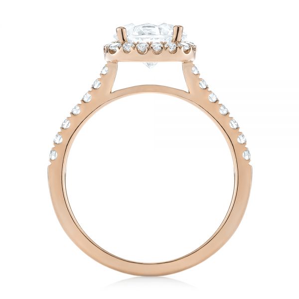 18k Rose Gold 18k Rose Gold Diamond Halo Engagement Ring - Front View -  104024