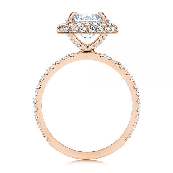 18k Rose Gold 18k Rose Gold Diamond Halo Engagement Ring - Front View - 106521