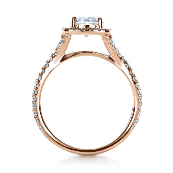 18k Rose Gold 18k Rose Gold Diamond Halo Engagement Ring - Front View -  1256