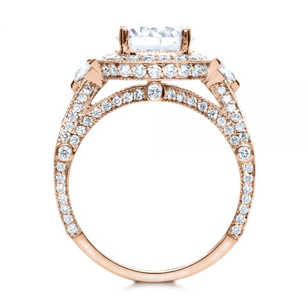 14k Rose Gold 14k Rose Gold Diamond Halo Engagement Ring - Front View -  207