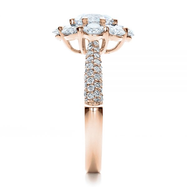 14k Rose Gold 14k Rose Gold Diamond Halo Engagement Ring - Side View - 100007