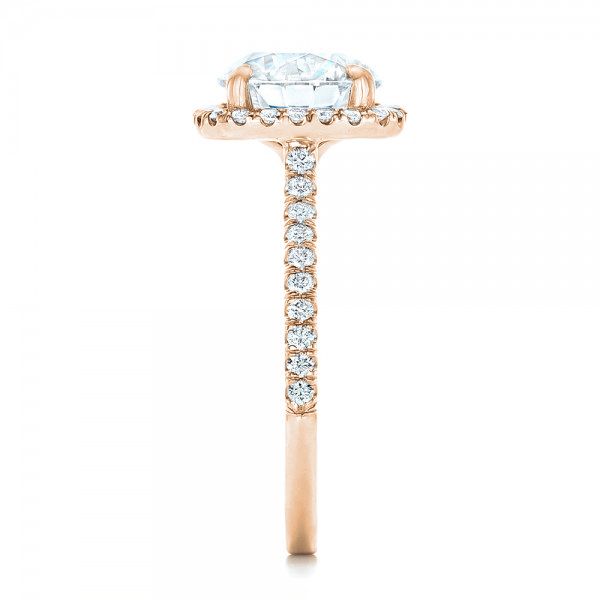 18k Rose Gold 18k Rose Gold Diamond Halo Engagement Ring - Side View -  102820