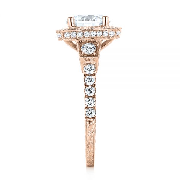 14k Rose Gold 14k Rose Gold Diamond Halo Engagement Ring - Side View -  103602