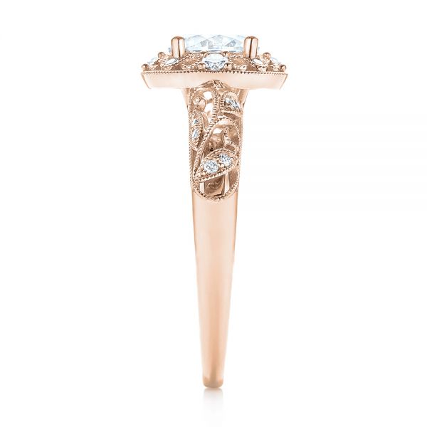 18k Rose Gold 18k Rose Gold Diamond Halo Engagement Ring - Side View -  103906