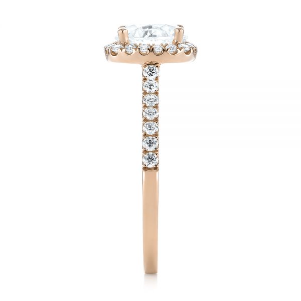 18k Rose Gold 18k Rose Gold Diamond Halo Engagement Ring - Side View -  104024