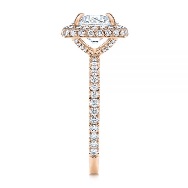 18k Rose Gold 18k Rose Gold Diamond Halo Engagement Ring - Side View - 106521