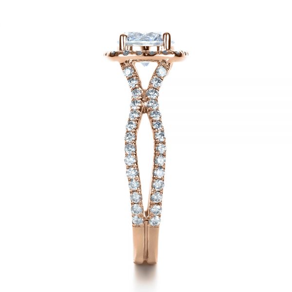 14k Rose Gold 14k Rose Gold Diamond Halo Engagement Ring - Side View -  1256
