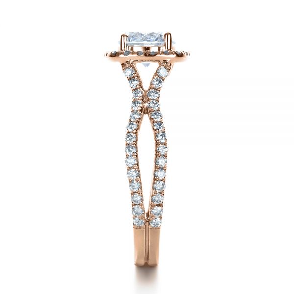 14k Rose Gold 14k Rose Gold Diamond Halo Engagement Ring - Side View -  1256