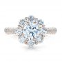 18k Rose Gold 18k Rose Gold Diamond Halo Engagement Ring - Top View -  100007 - Thumbnail
