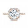18k Rose Gold 18k Rose Gold Diamond Halo Engagement Ring - Top View -  102820 - Thumbnail