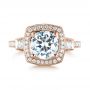 18k Rose Gold 18k Rose Gold Diamond Halo Engagement Ring - Top View -  103602 - Thumbnail