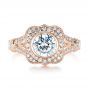18k Rose Gold 18k Rose Gold Diamond Halo Engagement Ring - Top View -  103645 - Thumbnail