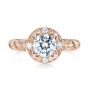 14k Rose Gold 14k Rose Gold Diamond Halo Engagement Ring - Top View -  103906 - Thumbnail