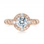 18k Rose Gold 18k Rose Gold Diamond Halo Engagement Ring - Top View -  103906 - Thumbnail