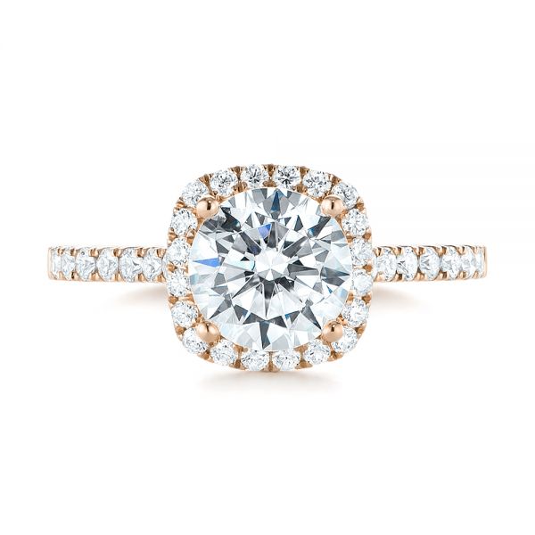 18k Rose Gold 18k Rose Gold Diamond Halo Engagement Ring - Top View -  104024