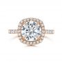 18k Rose Gold 18k Rose Gold Diamond Halo Engagement Ring - Top View -  106521 - Thumbnail