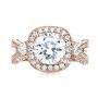 18k Rose Gold 18k Rose Gold Diamond Halo Engagement Ring - Top View -  207 - Thumbnail