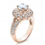 14k Rose Gold 14k Rose Gold Diamond Halo Engagement Ring - Vanna K - Three-Quarter View -  100044 - Thumbnail