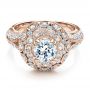 14k Rose Gold 14k Rose Gold Diamond Halo Engagement Ring - Vanna K - Flat View -  100044 - Thumbnail