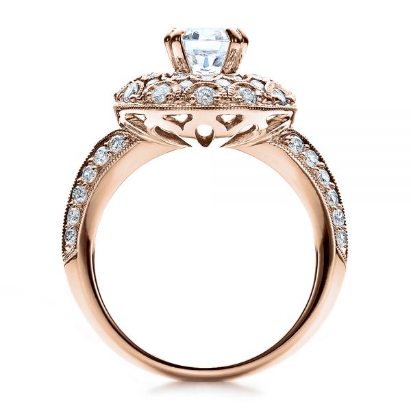 18k Rose Gold 18k Rose Gold Diamond Halo Engagement Ring - Vanna K - Front View -  100044
