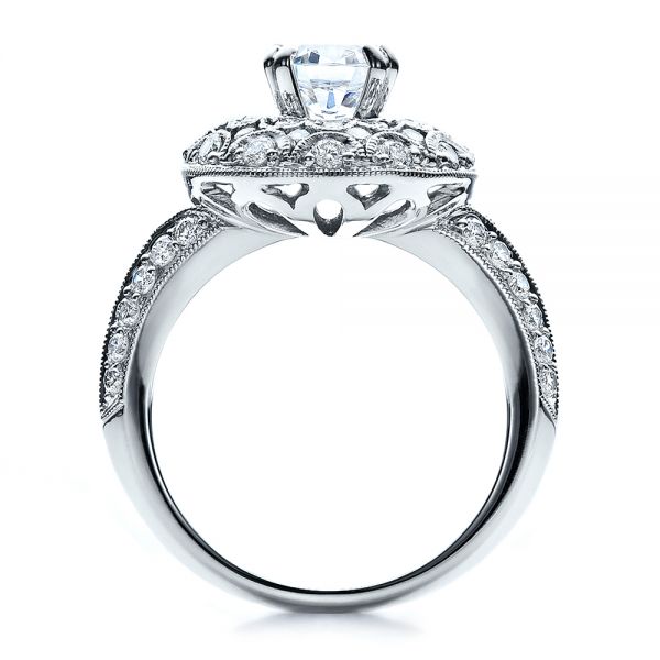 14k White Gold 14k White Gold Diamond Halo Engagement Ring - Vanna K - Front View -  100044