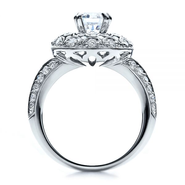 18k White Gold Diamond Halo Engagement Ring - Vanna K - Front View - 100044