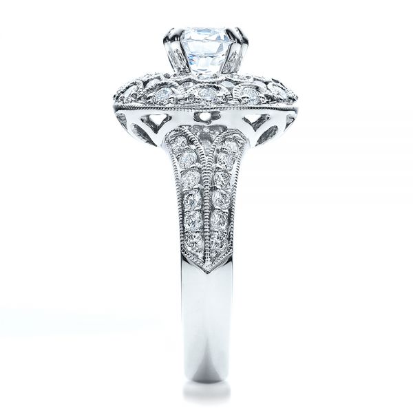 14k White Gold 14k White Gold Diamond Halo Engagement Ring - Vanna K - Side View -  100044