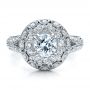 18k White Gold Diamond Halo Engagement Ring - Vanna K - Top View -  100044 - Thumbnail