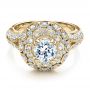 18k Yellow Gold 18k Yellow Gold Diamond Halo Engagement Ring - Vanna K - Flat View -  100044 - Thumbnail