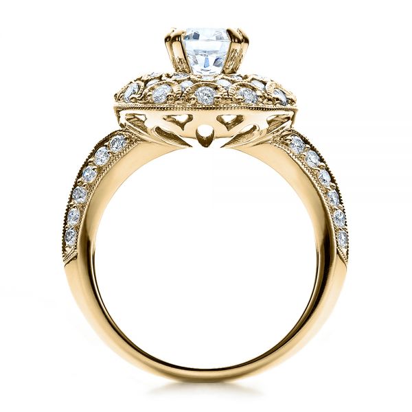 18k Yellow Gold 18k Yellow Gold Diamond Halo Engagement Ring - Vanna K - Front View -  100044