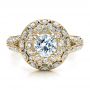 18k Yellow Gold 18k Yellow Gold Diamond Halo Engagement Ring - Vanna K - Top View -  100044 - Thumbnail